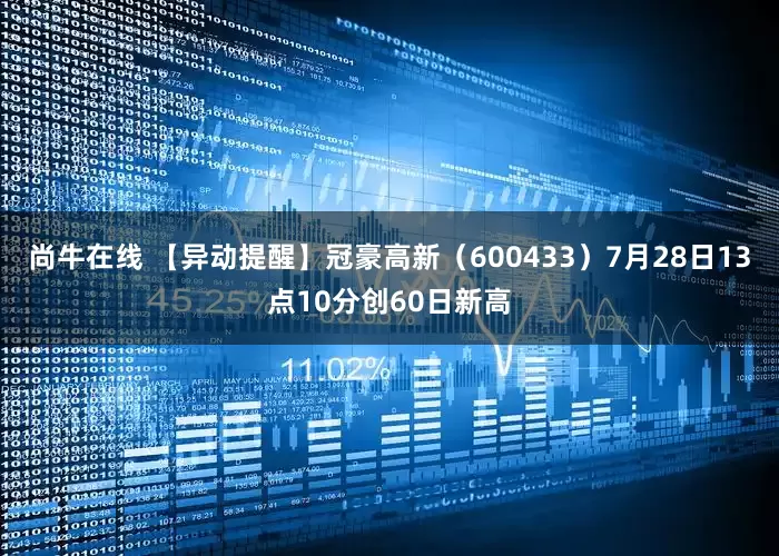尚牛在线 【异动提醒】冠豪高新（600433）7月28日13点10分创60日新高